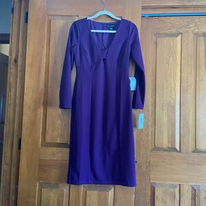 Donna Morgan Deep Purple Long Sleeve Dress